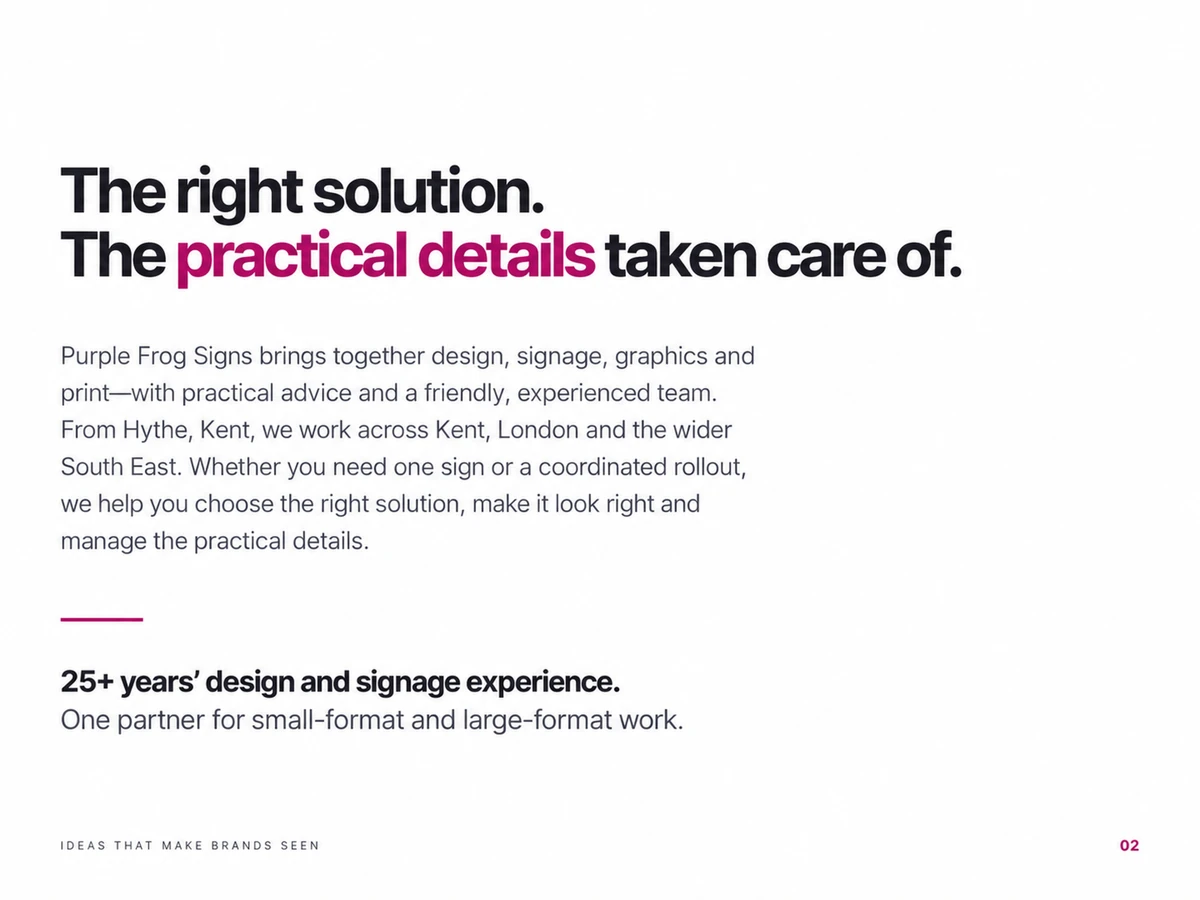 Page 2: The right solution. The practical details taken care of.