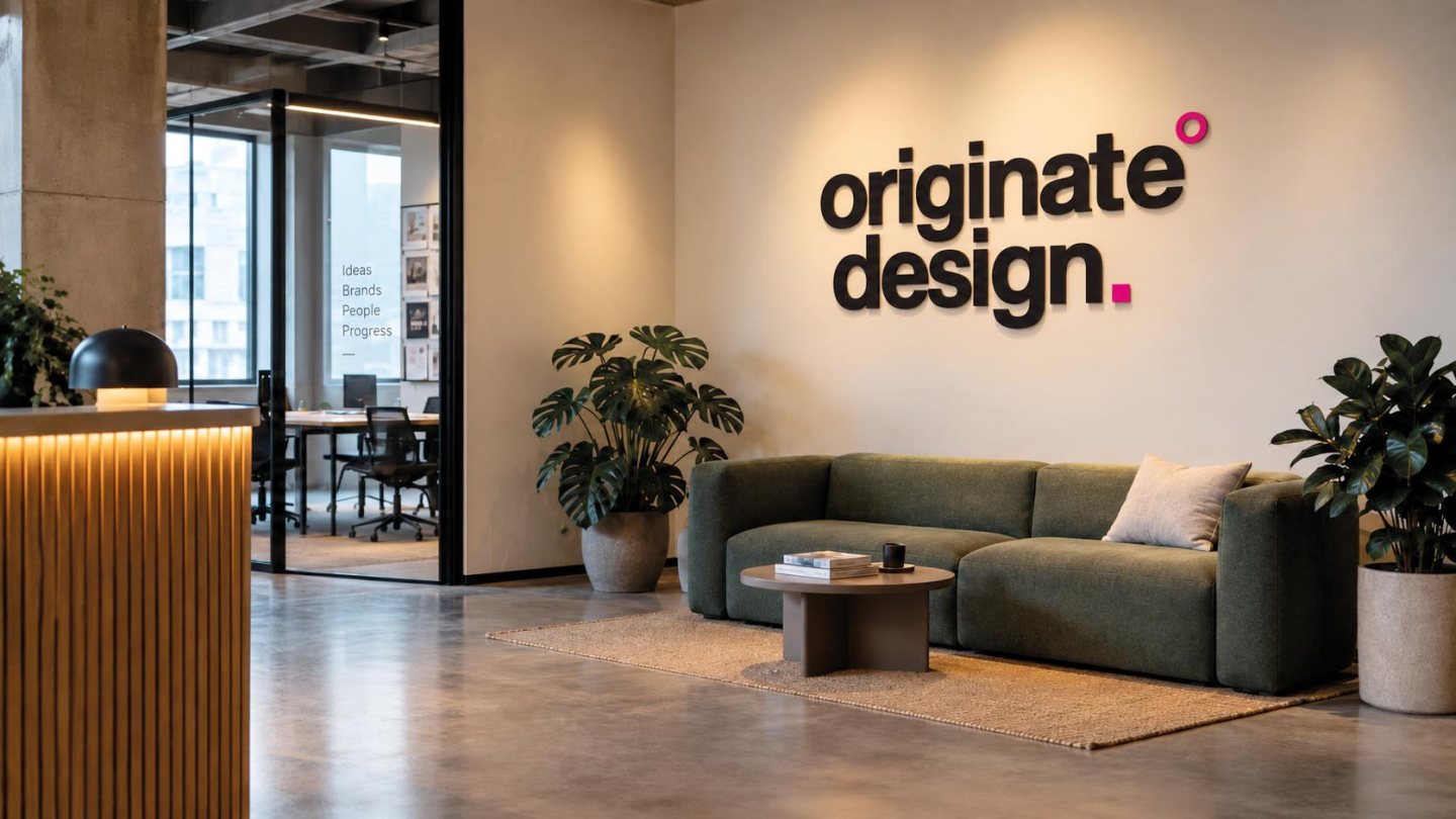 Originate Design wall logo in foamex letter